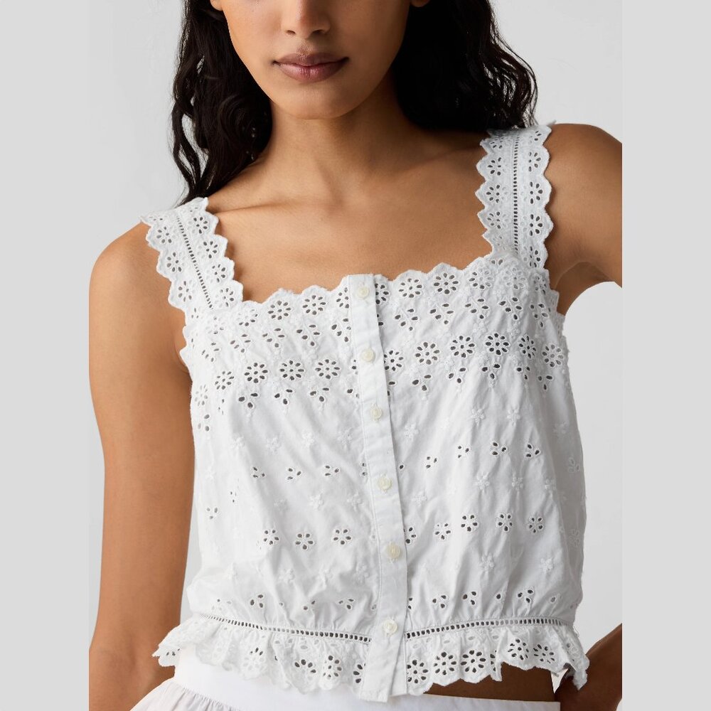 LAST DAY NWT Gap × DÔEN Cropped Eyelet Tank Top - Size S